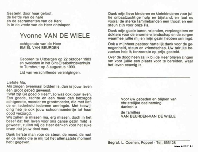 Yvonne Alice Van De Wiele