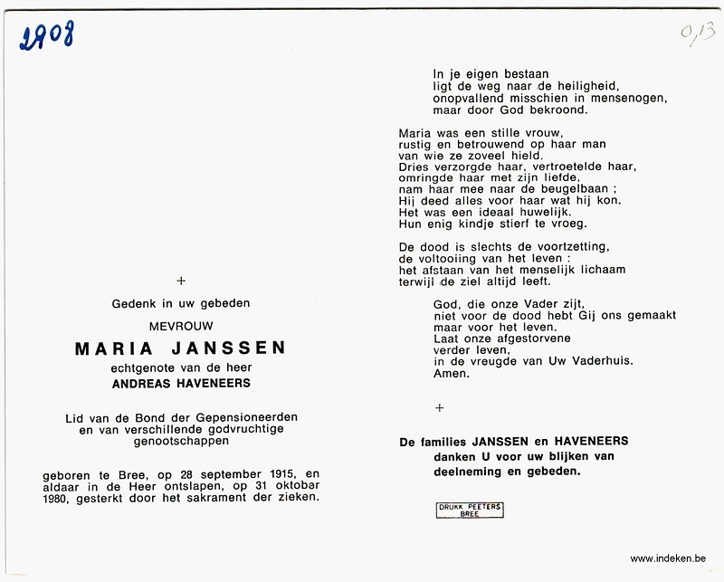 MariaMaria Josephina Elisabeth Janssens