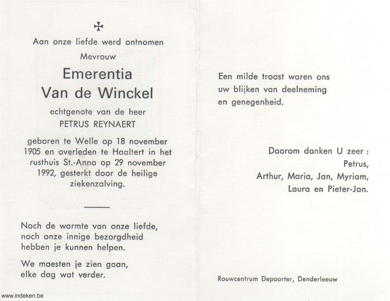 Emerentia Van De Winckel