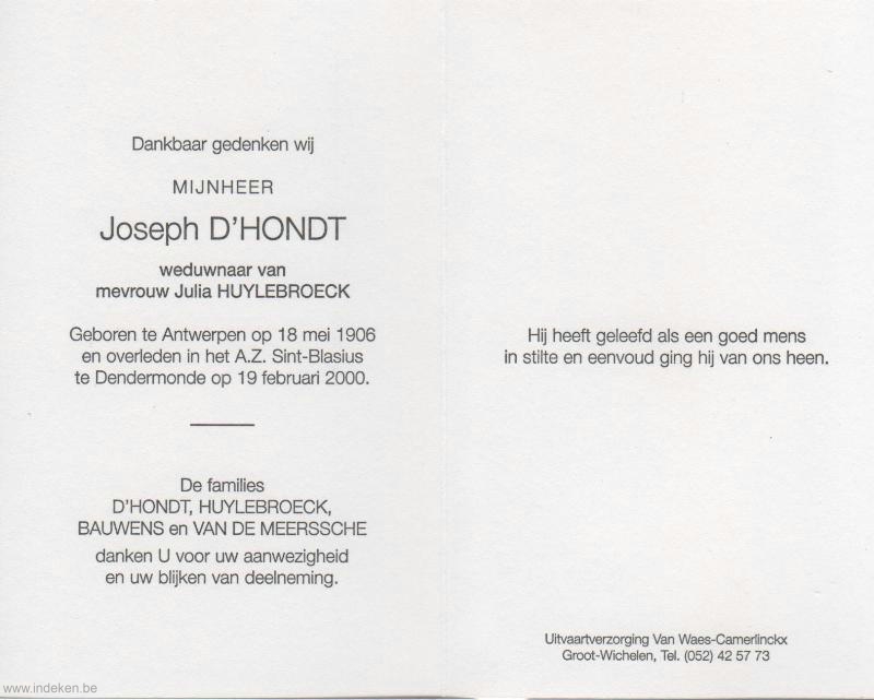 Joseph D Hondt