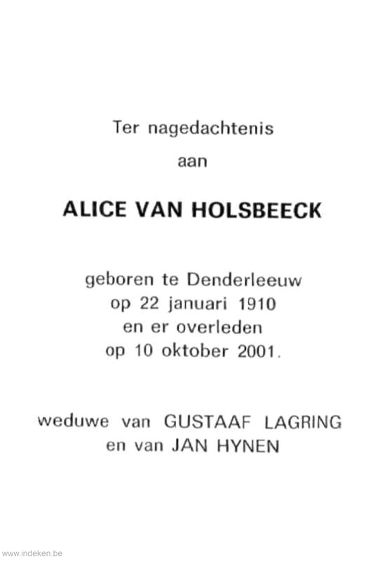 Alice Philomena Van Holsbeeck