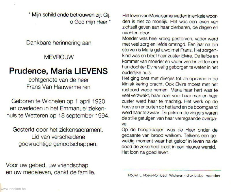 Prudence Maria Lievens