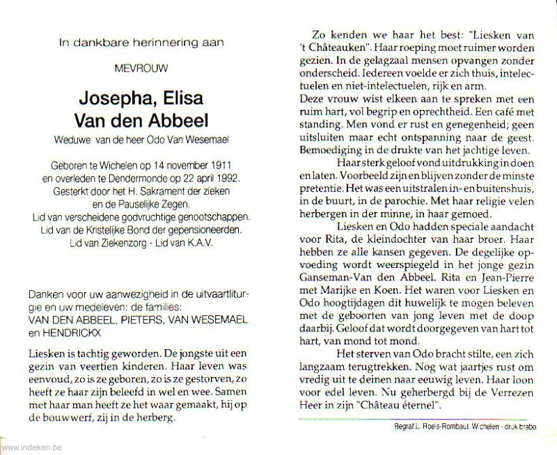 Josepha Elisa Van Den Abbeel