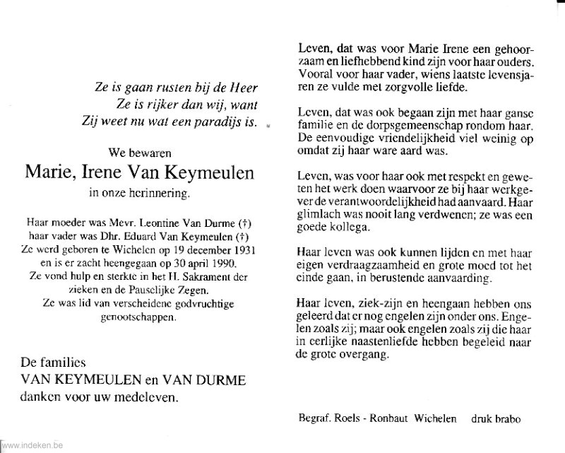 Marie Irene Van Keymeulen