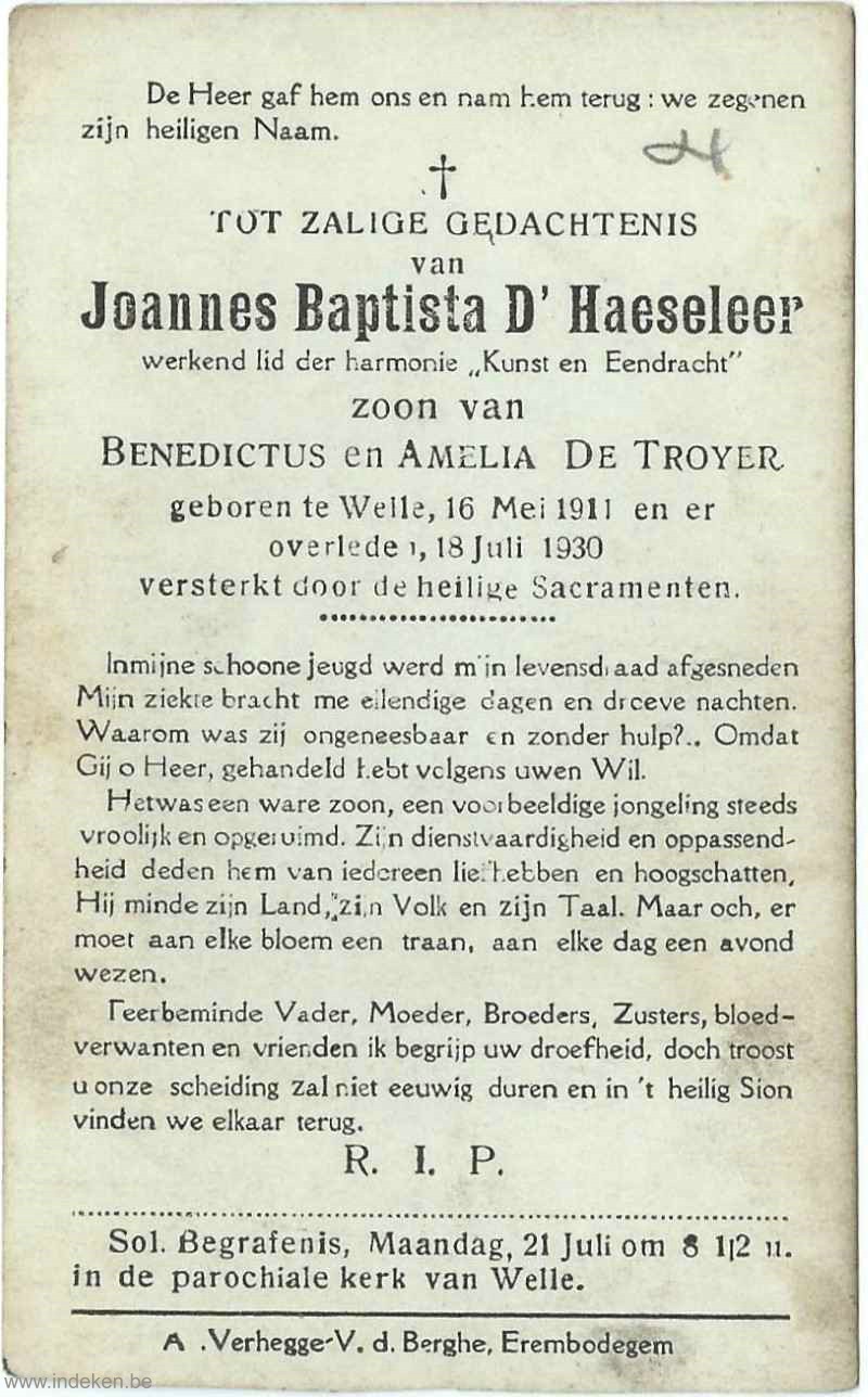 Joannes Baptista D Haeseleer